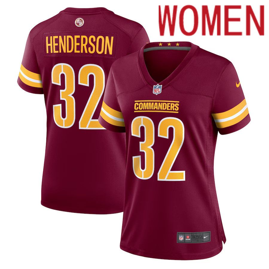 Women Washington Commanders #32 Xavier Henderson Nike Burgundy Team Game NFL Jersey->women nfl jersey->Women Jersey